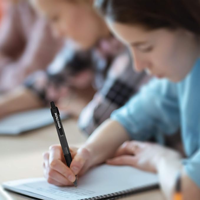 Gel Pens, 50 Pack Black Pens Fine Point, No Smear Ink Pens for Left Hand, Click Pens Bulk, Retractable Rollerball Pens for Smooth Writing, 0.5MM, Black Ink-DeskLoop Office