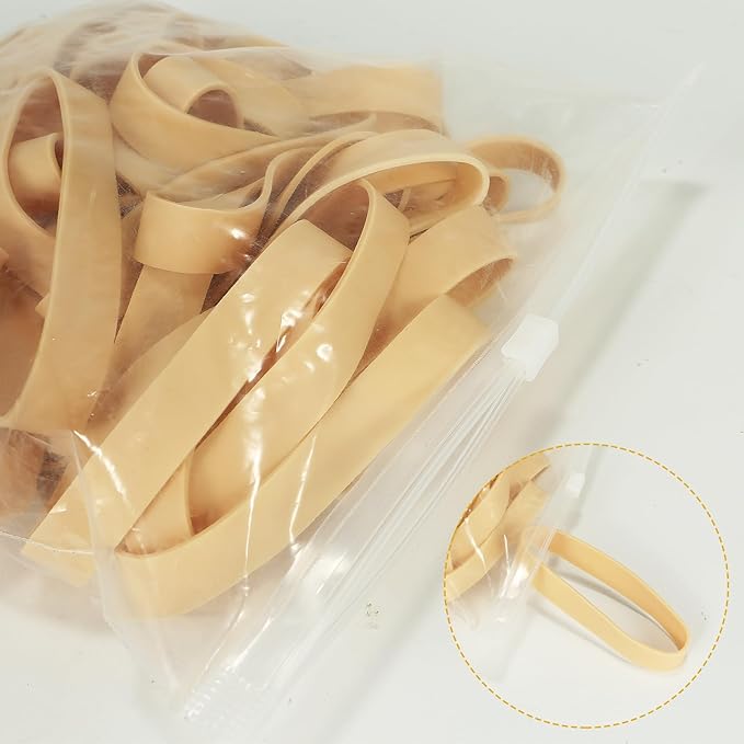 Size #82 Tactical Rubber Bands - Pack of 60 Heavy-Duty, Extra Thick and Wide UV, Heat, and Cold-Resistant Industrial-Grade Elastic Bands for Camping, Cycling, and Fishing (light brown)-DeskLoop Office
