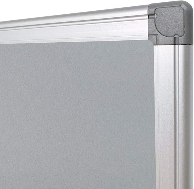 BIBOC Grey Fabric Bulletin Board, 36 x 24 inch, Wall Mounted Fabric Notice Board Cork Bulletin Board, Felt Board, Pin Board, Memo Board Sliver Aluminum Framed for Homes or Offices School-DeskLoop Office