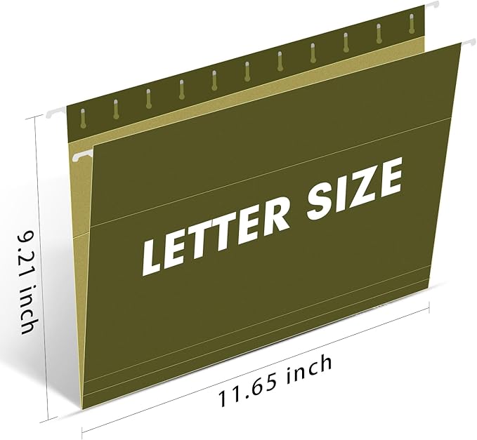 Hanging File Folders, RAZCC 60 Pack Reinforced Hanging Folders Letter Size, Designed for Bulky Files, Filing Cabinet, Adjustable Tabs, Green-DeskLoop Office