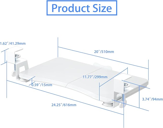 suptek Small Keyboard Tray Under Desk Pull Out with C Clamp Mount, Computer Keyboard & Mouse Tray, 20 (24.2 Including Clamps) x 11.8 inch Slide-Out Platform Computer Drawer for Typing, White, DSF1SW-DeskLoop Office