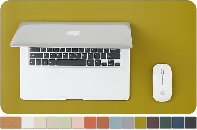 Cork Desk Mat - Small Dual-Sided Desk Pad for Office and Home - Desk Organization and Accessories - Ideal for Large Mouse Pad and Small Desk Mats on Top of Desks(Olive Green,23.6"x 13.8")-DeskLoop Office