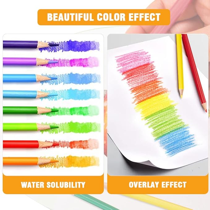 LBW Watercolor Pencils, Set of 72 Professional Colored Pencils Premium Soft Core for Adults Kids Beginners Blending Sketching Shading