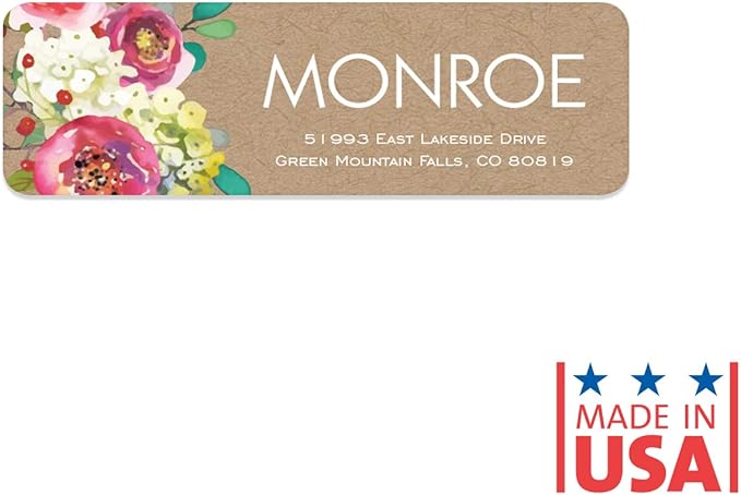 Kraft Faux Look Floral Rolled Address Labels/Roll of 500 Personalized Address Labels/Designer Return Address Stickers in Elegant Plastic Dispenser-DeskLoop Office