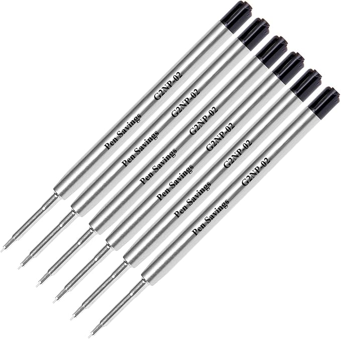 6 Pack, Pen Savings Gel Pen Refills Compatible with Parker Ballpoint Pens, .5mm Extra Fine Needle Point, Smooth Writing, Frictionless Flow (Bulk Packed) (Black)-DeskLoop Office