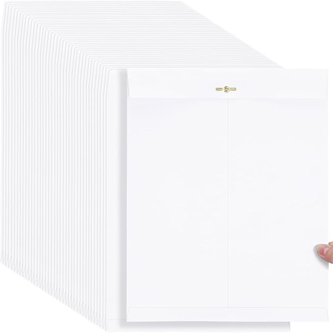 Teling 50 Pcs Manilla Envelopes Clasp Kraft Catalog with Closure for Storing Mailing 28 lb Kraft Envelope Paper for Office Document School Business Home (White,10 * 13)-DeskLoop Office