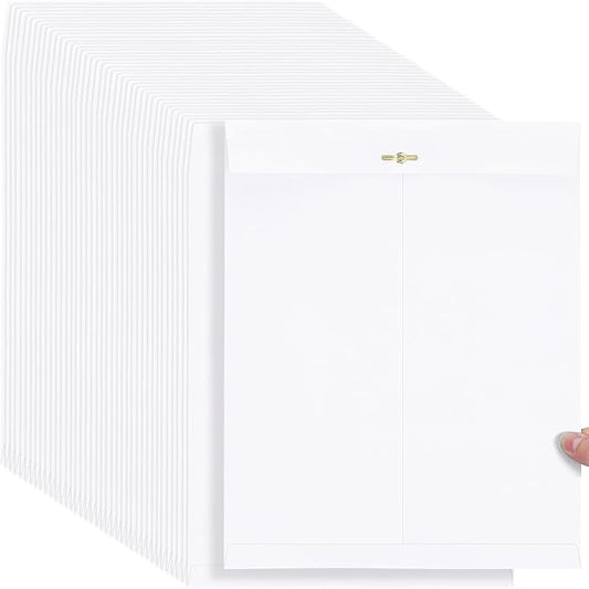 Teling 50 Pcs Manilla Envelopes Clasp Kraft Catalog with Closure for Storing Mailing 28 lb Kraft Envelope Paper for Office Document School Business Home (White,10 * 13)-DeskLoop Office