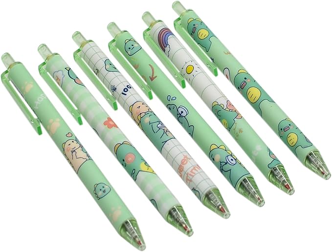 YYaaloa 48pcs Cute Pens Black Gel Ink Pens Green Dinosaur Pens Retractable 0.5mm Gel Pens Fun Pens for Kids Girls Boys Women Office School Supplies Christmas Xmas Gifts