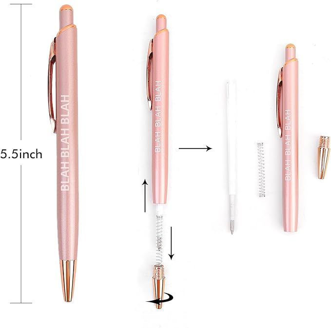 10 Pack Funny Sarcastic Ballpoint Pens, Office Snarky Metal Luxury Rose Gold Ballpoint Pen Encouraging, Office Gift, Black Ink-DeskLoop Office