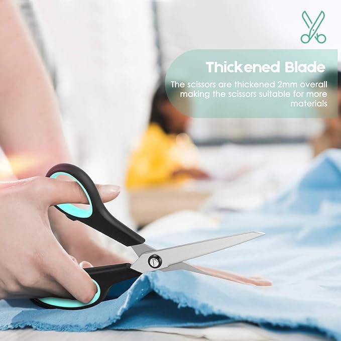 3-Pack 8" Heavy Duty Scissors with Ultra Sharp Blades and Comfort Grip Handles - For Office, Home, School, Sewing, and Crafts-DeskLoop Office