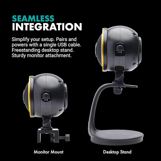 Movo WebMic HD Pro All-in-One Webcam with Microphone and Ring Light- 1080p HD Camera, Pro Cardioid Condenser Microphone, LED Ring Light -HD Webcam for Streaming, Video Conferencing, Recording, Gaming-DeskLoop Office