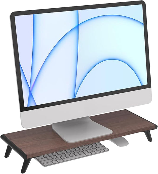 loukin Monitor Stand Riser for Desk, 22.4" x 8.3" Larger Computer Stand for Laptop, PC, Printer, Sturdy Desktop Computer Shelf with Non-Skid Rubber, Home Office (Brown)-DeskLoop Office