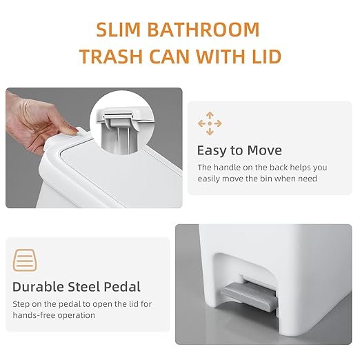 MOPALL Trash Can with Lid, Kitchen Step Trash Can, Garbage Can with Press Top Lid & Foot Pedal, Trash Bin Garbage Bin Waste Bin Waste Basket for Bathroom|Kitchen|Bedroom|Living Room|Office, 5.7 Gallon-DeskLoop Office