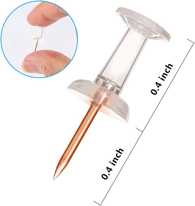 Yalis Push Pins 600 Count, Standard Rose Gold Pins Clear Thumb Tacks Steel Point and Clear Plastic Head (Rose Gold)-DeskLoop Office