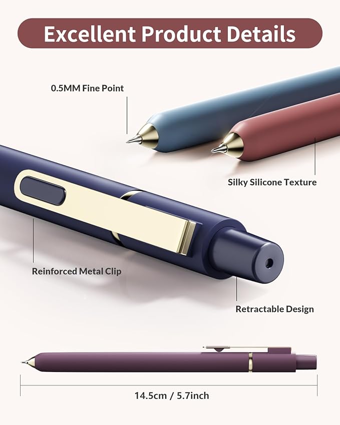 SUNEE Gel Pens, 6 Pack 0.5mm Pens Fine Point Smooth Writing Pens with Quick-Dry Black Ink, Cute Aesthetic School Office Note-Taking Pens for Journaling - Vintage-DeskLoop Office