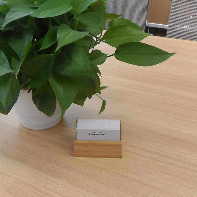 enyuwlcm 1 Pack Bamboo Wood Desktop Business Card Holder for Desk Sturdy Business Card Display Stand for Office Suitable for Men Women-DeskLoop Office