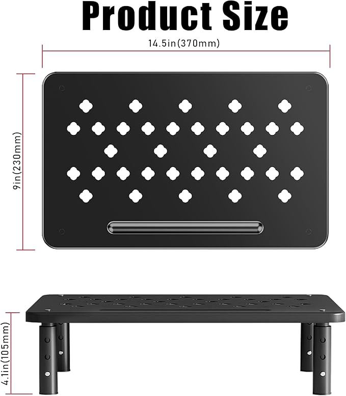 Computer Monitor Stand for Desk,Laptop Stand,Printer Stand,Adjustable and Stackable Height Increasing Storage Rack Suitable for Office, Home, and School Supplies,Black-DeskLoop Office