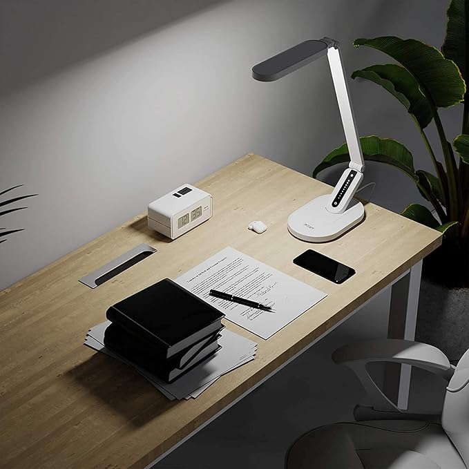 JKSWT Desk Lamp, for Eye Care, Dimmable Table Lamp with 5 Colour Modes, 72 LEDs with USB Charging Port, Touch Control and Memory Function, Office Lamp-DeskLoop Office