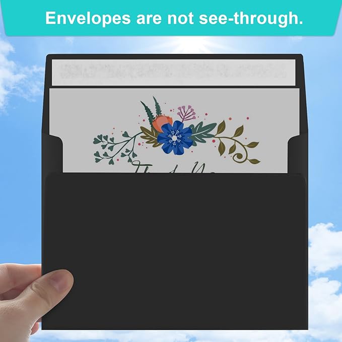 70 Packs A2 Black Envelopes for 4.5x5.5 Cards, Invitations, Photos, RSVP, Greeting Cards - Self-Seal Postcard Envelopes-DeskLoop Office