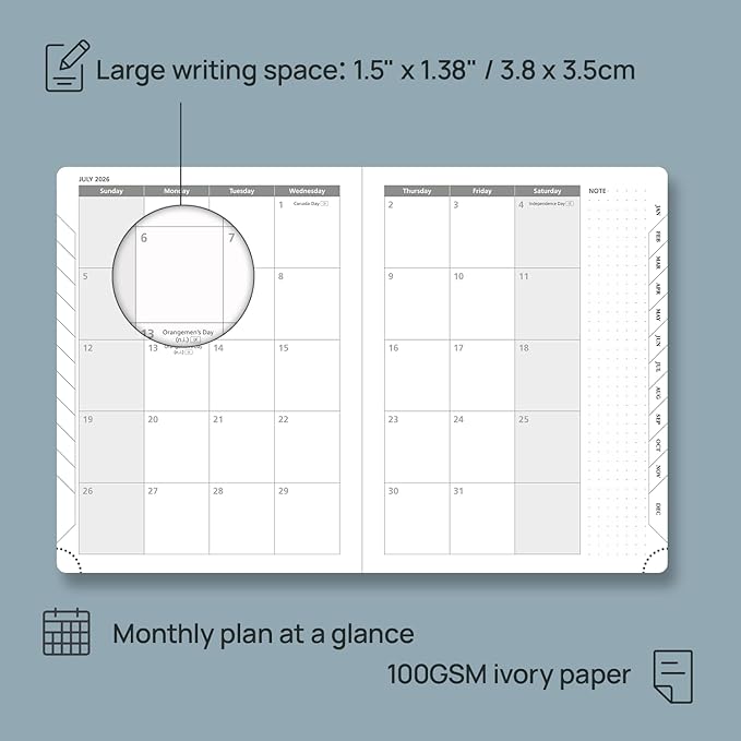 POPRUN 2026 Planner (Medium - 6.5'' x 8.5'') - 2026 Weekly Calendar ((Jan. 2026 - Dec. 2026) with Hourly Time Slots, Weekly/Monthly Appointment Book for Time Management - Leather Soft Cover - Night Sky Blue-DeskLoop Office