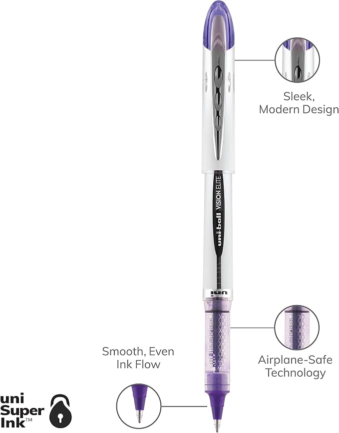 uniball Vision Elite Rollerball Pens, Bold Point, 12 Pack - Image 7