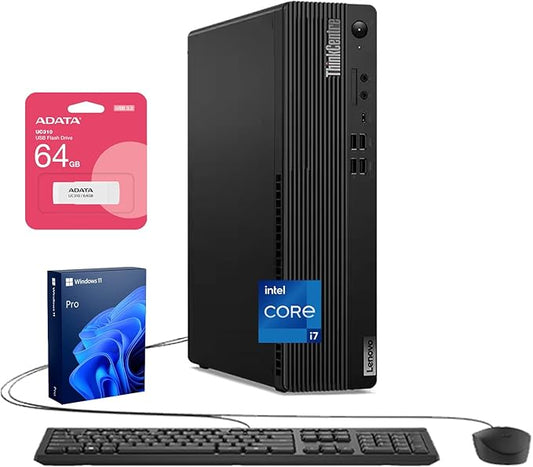 Lenovo ThinkCentre M70s Small Form Factor Business Desktop, Intel 20-Core i7-14700, 64GB DDR5, 2TB SSD, HDMI, DP, Wi-Fi 6, Wired KB & Mouse, Win 11 Pro, Bundle with ADATA UC310 64GB USB Flash Drive-DeskLoop Office