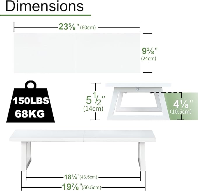 TEAMIX 24 inch Monitor Stand Riser, White Wood & Steel Computer Monitor Stand with Storage, Laptop, PC, Printer Stand Riser for Desktop Office Desk Organizers-DeskLoop Office