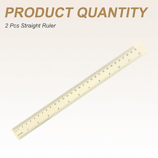 HARFINGTON 2pcs Metal Straight Ruler 30cm Metric SAE Aluminum Alloy Measuring Rulers Scale Tool with Hole for Measure Study Reading Classroom Office, White-DeskLoop Office