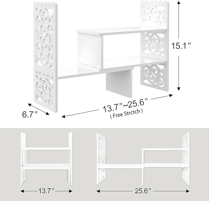 Jerry & Maggie - WPC Desktop Organizer White Office Storage Rack Shelf | Birthday Gifts - Toy - Home Decor | Free Style Rotation Display Modern Luxurious Stand Shelf (White)-DeskLoop Office