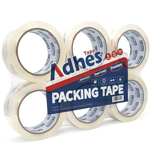ADHES Super Clear Packing Tape, 6 Rolls x 1.88 Inch x 55 Yards, 2.7 mil Heavy Duty Shipping Tape Strong & Durable Package Tape for Shipping, Moving, Mailing and Sealing-DeskLoop Office