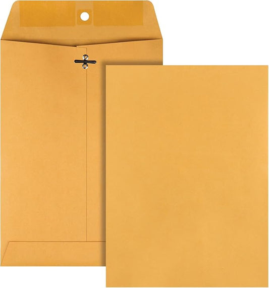 Quality Park 7 x 10 Clasp Envelopes, Clasp and Gummed Closures for Storing or Mailing, 28 lb Kraft Paper, 100 per Box (QUA37868)-DeskLoop Office