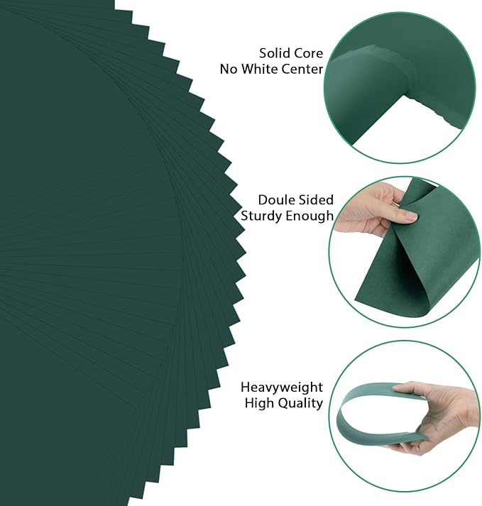 OcePor 50 Sheets Dark Green Cardstock Paper, Colored Printer Paper 8.5 x 11, Thick Construction for Cards Making, Scrapbook,Office Printing, Invitations, Certificates,DIY Crafting 92 lb/250gsm-DeskLoop Office