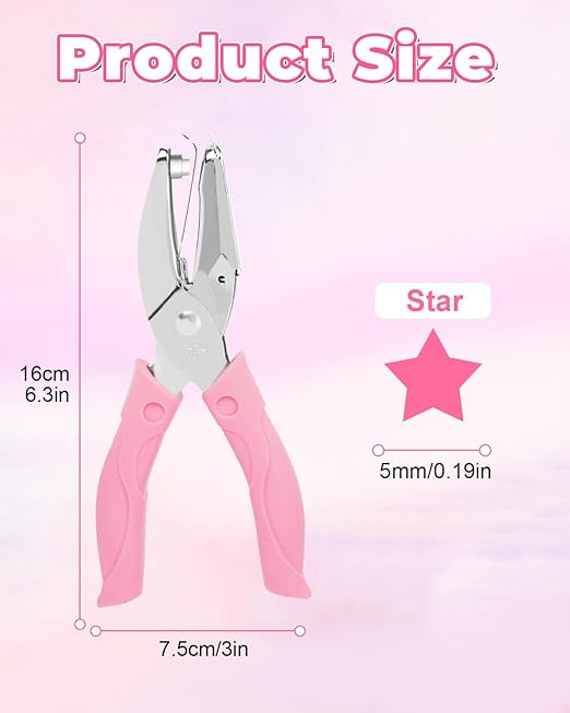 UCEC Star Shape Single Paper Hole Punch, Star-Shape Handheld Hole Paper Puncher, 1 Pack 1/4" Metal Single Mini Hole Papers Punch with Soft-Handled for DIY Craft Tags Clothing Ticket-DeskLoop Office