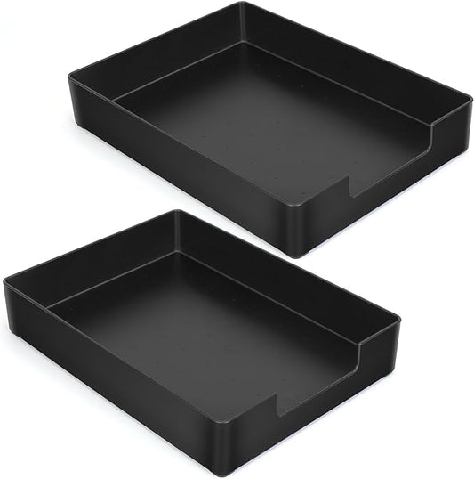 Letter-Size Tray, 2PCS Plastic Stackable A4 Paper Tray, Desk Drawer Organizer, Multi-use Large Storage Basket for Office Home Supplies,13 x 9.6 inch-DeskLoop Office