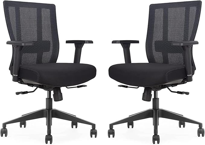 Bitchair Ergonomic Mesh Conference Room Chair - Adjustable Lumbar Support Computer Desk Chair with Height Adjustable Arms - Seat Depth Adjustable Office Chair - (Black) (Pack of 2)-DeskLoop Office
