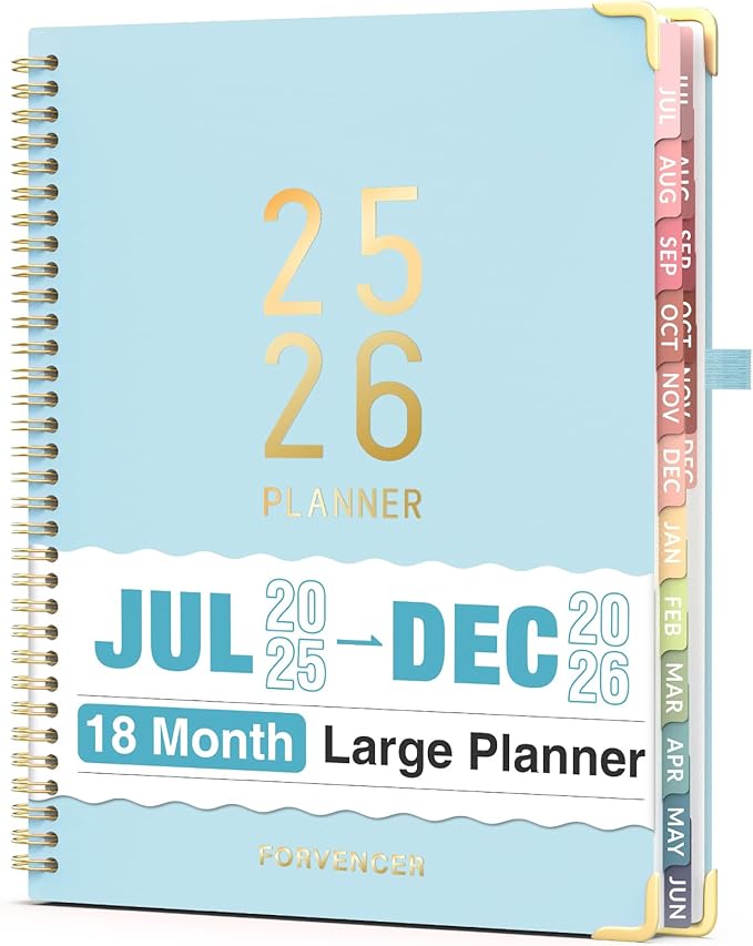 Jul 2025 - Dec 2026 Planner, Forvencer Academic Planner 2025-2026, 18 Month Daily Planner, 8.5" x 11", Weekly & Monthly Agenda Book, Hardcover Calendar Book, School Supplies for Student Teacher, Classic Blue-DeskLoop Office