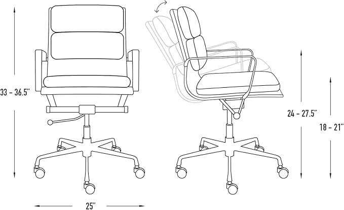 Laura Davidson Furniture SOHO II Padded Management Office Chair - Mid Back Desk Chair with Arm Rest, Swivel & Cushion Availability, Made of Faux Leather, Sand with Black Frame, Computer Chair-DeskLoop Office