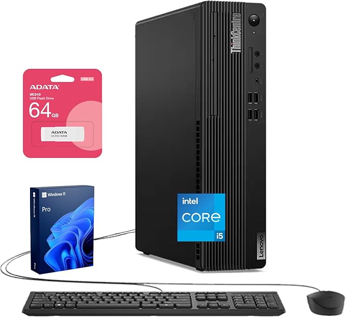 Lenovo ThinkCentre M70s Small Form Factor Business Desktop, 14th Gen Intel 10-Core i5-14400, 16GB DDR5 RAM, 1TB SSD, HDMI, DP, Wi-Fi 6, Windows 11 Pro, Bundle with Adata UC310 64GB USB Flash Drive-DeskLoop Office