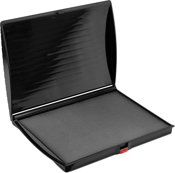 Large Premium Gray Ink Stamp Pad - 5" by 7" - Quality Felt Pad - Case with Closing snap-DeskLoop Office