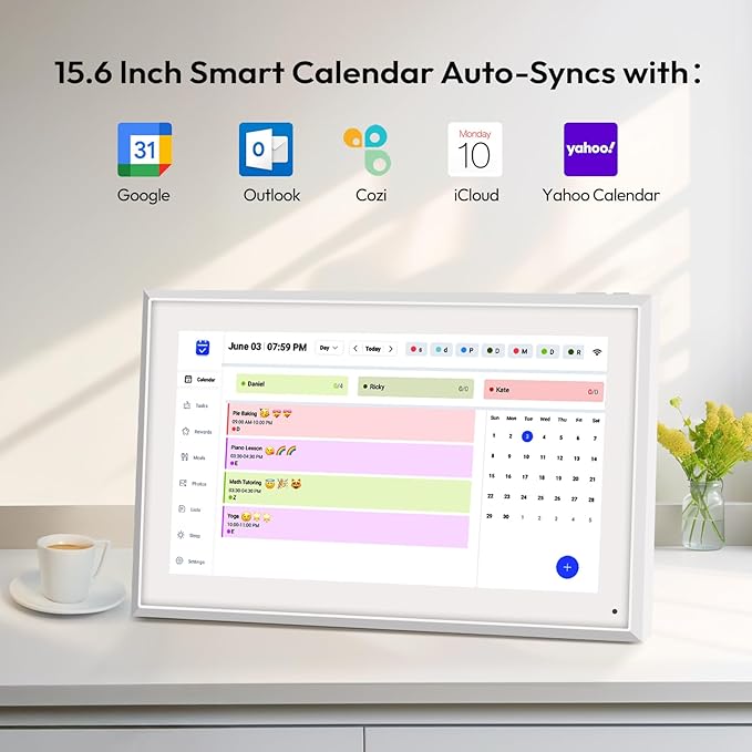 BOCT 15.6'' Digital Calendar Wall - 32GB Memory Touch Screen Chore Chart Smart Calendar,Digital Planner,Auto-Sync,APP Control,Interactive Family Schedules, Gift for Mother-DeskLoop Office