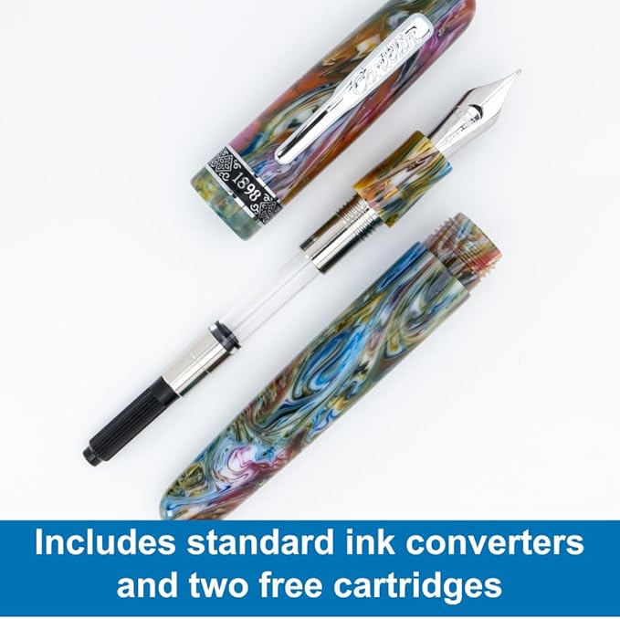 Conklin 1898 Fountain Pen, Misto Green - Medium Nib | Handcrafted Resin Pen with Unique Design | JoWo Stainless Steel Nib Made in Germany | Ideal Gift for Professionals-DeskLoop Office