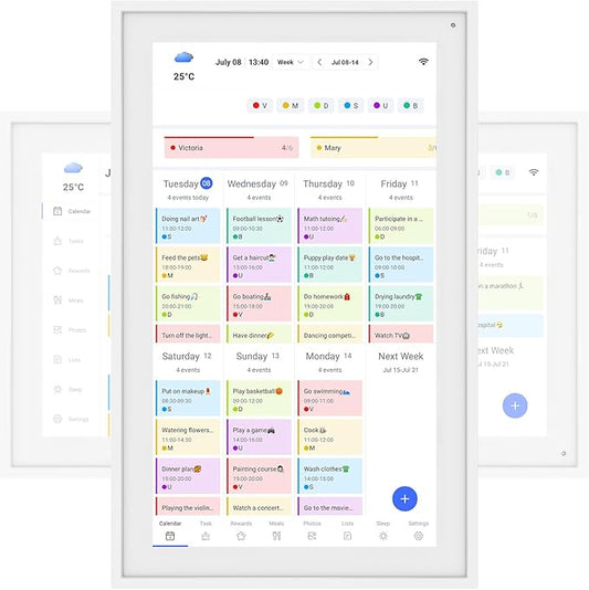 15.6'' Digital Calendar Chore Chart, Wall Touchscreen Smart Electronic Calendar for Interactive Family Schedules, Meal Planner, to Do List, Achievement Rewards Two-Way Sync w/Stand Wall Mount-DeskLoop Office