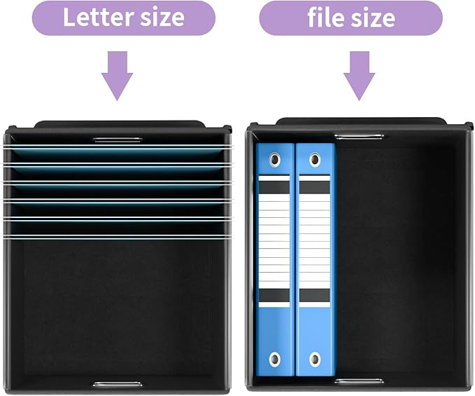 Huolewa Decorative File Organizer Storage Box with Lid, Linen Hanging Filing & Storage Box with Plastic Slide for Office/Decor/Hom, Universal Hanging Filing Organization Box for Letter/Legal Folder-DeskLoop Office