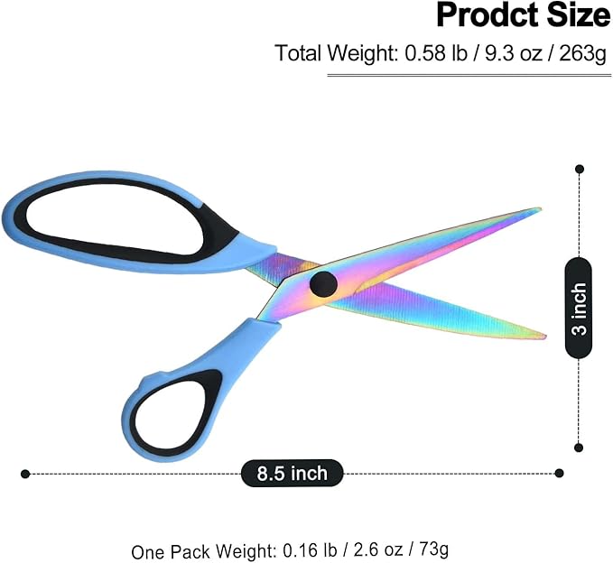 8.5" All-Purpose Scissors, 3-Pack Bulk Ultra Sharp Blade Shears, Comfort-Grip Sturdy Scissors for School, Office, Home, Sewing, Fabric, Craft Supplies, Right/Left Handed-DeskLoop Office