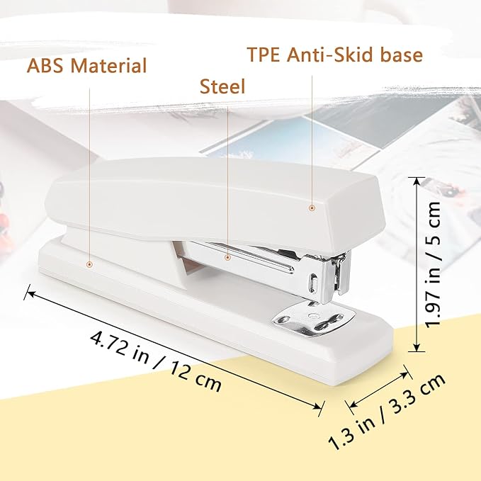 Tamaki Stapler, Office Stapler, Small Staplers for Desk, White-DeskLoop Office