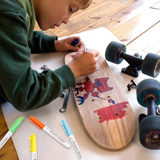 Lelix 30 Colors Permanent Markers, Fine Point, Assorted Colors, Works on Plastic,Wood,Stone,Metal and Glass for Kids Adult Coloring Doodling Marking-DeskLoop Office