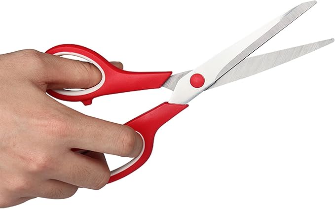 Red Scissors Bulk, Rkqoa 8" All Purpose Scissors Pack of 6- High Performance and Designed for Comfort and Cutting - Sharp to Cut but Soft to Hold. Perfect for Art, Crafts and the Office-DeskLoop Office