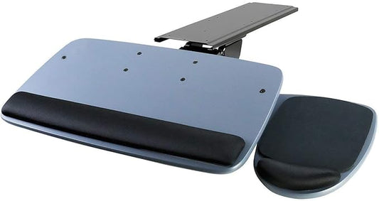 Mount-It! Under Desk Keyboard Tray, Adjustable Keyboard and Mouse Drawer Platform with Ergonomic Wrist Rest Pad, 17.25" Track (MI-7137)-DeskLoop Office