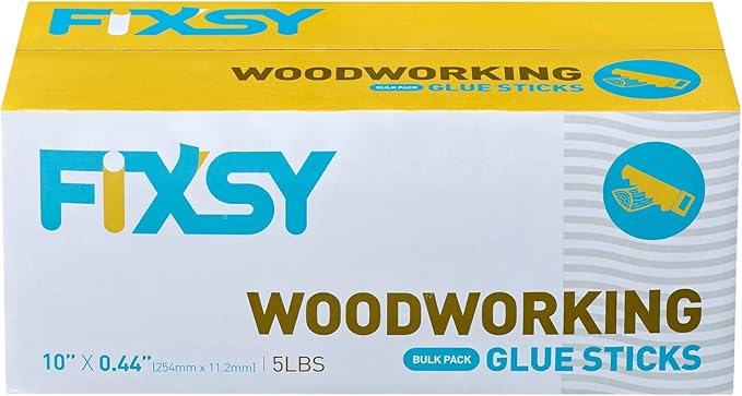 FIXSY Hot Glue Gun Sticks Woodworking, Multi Temp, Full Size 10" Long x .44" Diameter 7/16 11mm, 5LB Box Glue Stick, Approx. 90 Sticks- Compatible with Most Glue Guns-DeskLoop Office