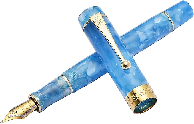 Jinhao 100 Fountain Pen Celluloid Classic Style, #6 Nib Smooth Writing Instrument with Refillable Converter and Pen Case Set-DeskLoop Office